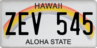 HI license plate ZEV545
