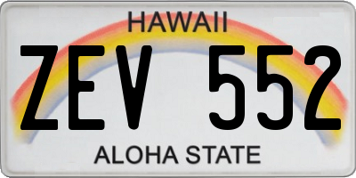 HI license plate ZEV552