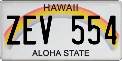 HI license plate ZEV554