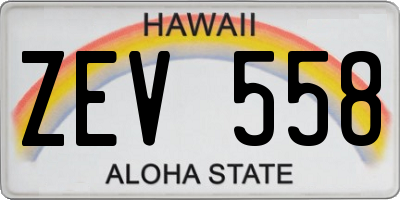 HI license plate ZEV558