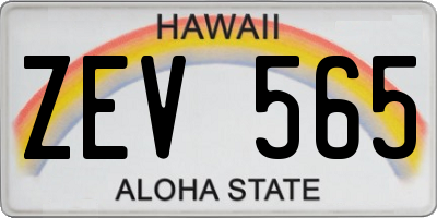 HI license plate ZEV565