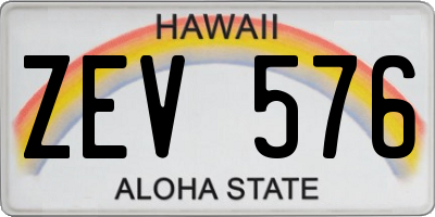 HI license plate ZEV576
