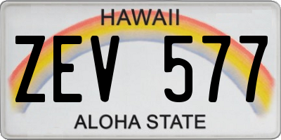 HI license plate ZEV577