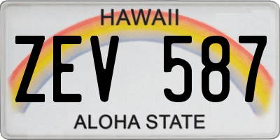 HI license plate ZEV587
