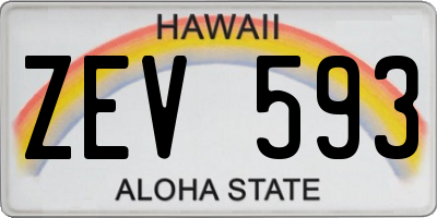 HI license plate ZEV593