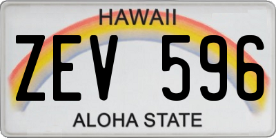 HI license plate ZEV596
