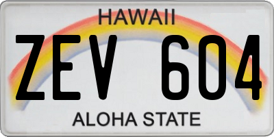 HI license plate ZEV604