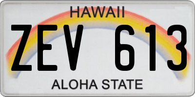 HI license plate ZEV613