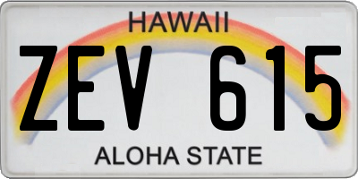HI license plate ZEV615