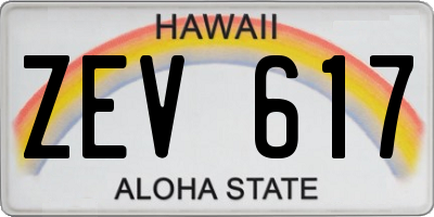 HI license plate ZEV617