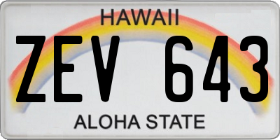 HI license plate ZEV643
