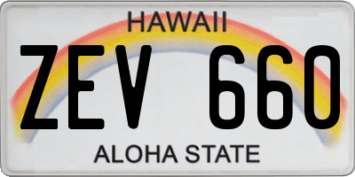 HI license plate ZEV660
