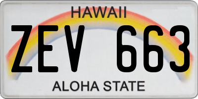 HI license plate ZEV663