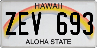 HI license plate ZEV693
