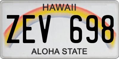 HI license plate ZEV698