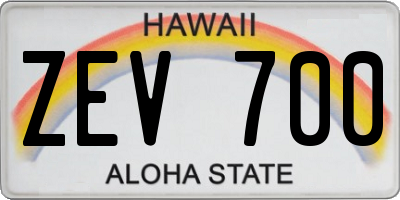 HI license plate ZEV700