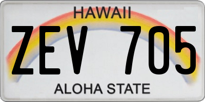 HI license plate ZEV705