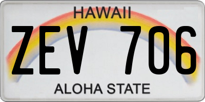 HI license plate ZEV706