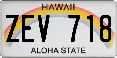HI license plate ZEV718