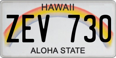 HI license plate ZEV730