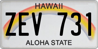 HI license plate ZEV731