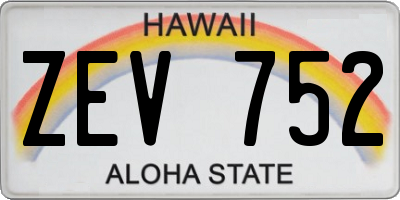 HI license plate ZEV752