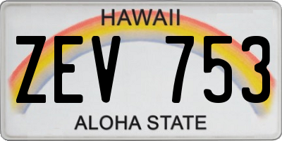 HI license plate ZEV753