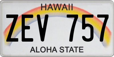 HI license plate ZEV757