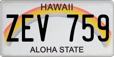 HI license plate ZEV759