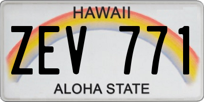 HI license plate ZEV771