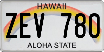 HI license plate ZEV780