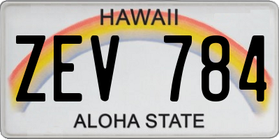 HI license plate ZEV784