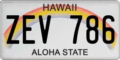 HI license plate ZEV786