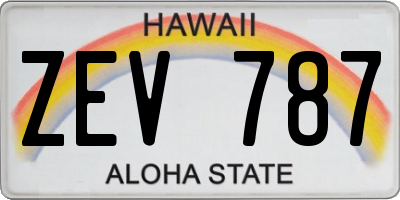 HI license plate ZEV787