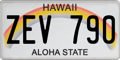 HI license plate ZEV790