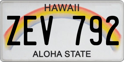 HI license plate ZEV792