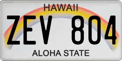HI license plate ZEV804