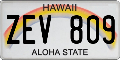 HI license plate ZEV809