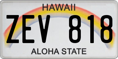 HI license plate ZEV818