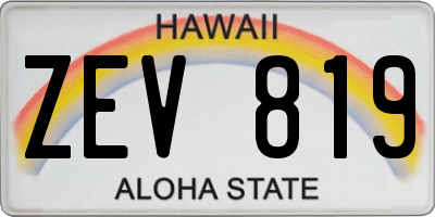 HI license plate ZEV819