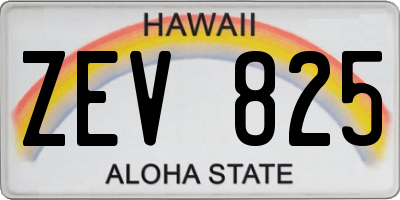 HI license plate ZEV825