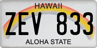HI license plate ZEV833