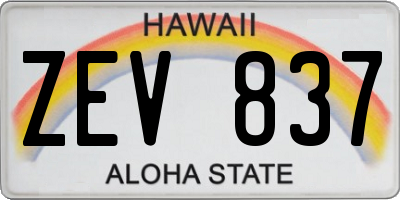 HI license plate ZEV837