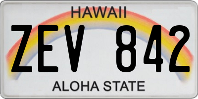 HI license plate ZEV842