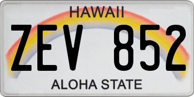 HI license plate ZEV852