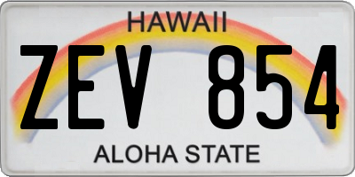HI license plate ZEV854