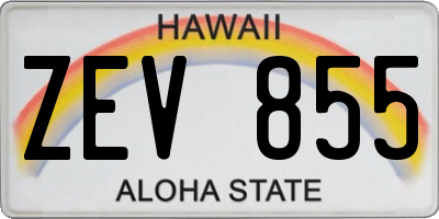 HI license plate ZEV855