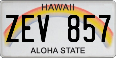 HI license plate ZEV857