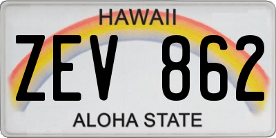 HI license plate ZEV862