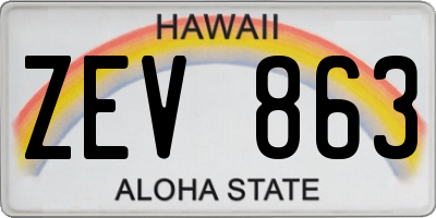 HI license plate ZEV863